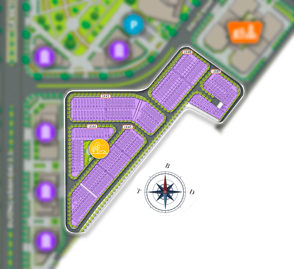 mặt bằng liền kề phân khu Nhật tại khu đô thị Hinode Royal Park